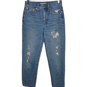 Madewell Distressed Classic Straight Leg Lightwash Jeans Women Size 24 BLEMISH